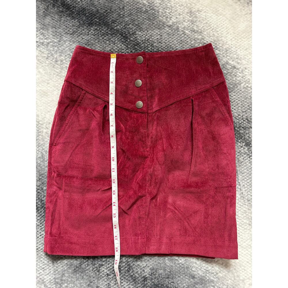 Rebecca Minkoff Brielle Red Corduroy Pocket Button Pencil Skirt Size 0 XS - Picture 11 of 11